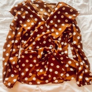 Polka Dot Wrap Blouse
